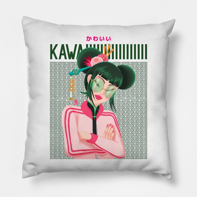 Kawaii Japanese Girl Pillow by Oniichandesigns