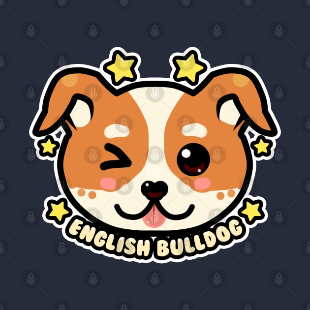 KAWAII Chibi English Bulldog Dog Face by TechraNova