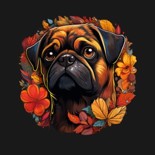 Pug  Dog Vintage Floral T-Shirt
