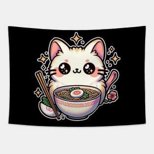 kawaii vintage style japanese ramen cat Tapestry