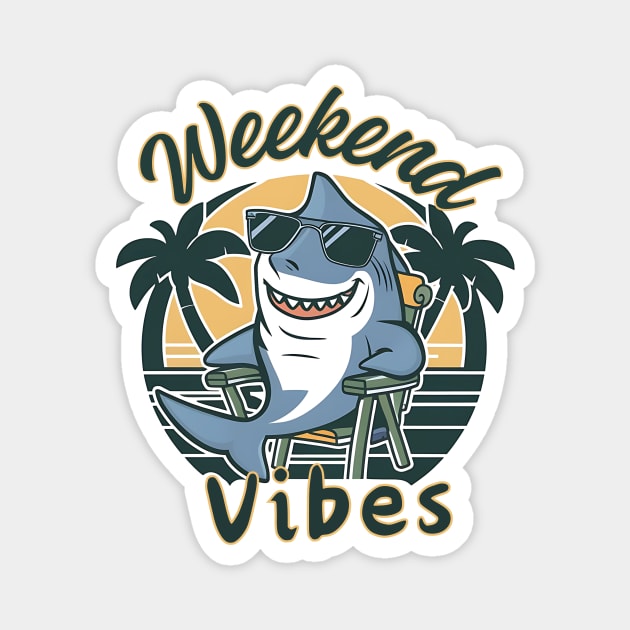Weekend Vibes Shark – Beachside Chill Magnet by Inkarti