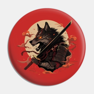 samurai wolf Pin