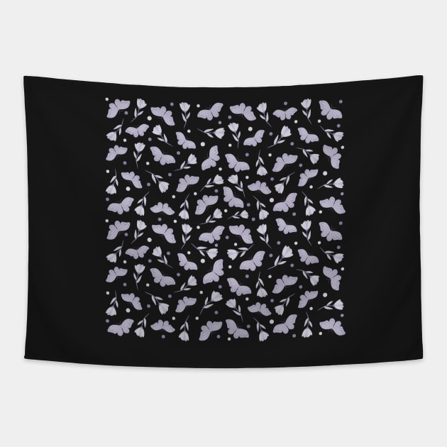 Aesthetic flowers and butterflies pattern design Tapestry by dreaminks