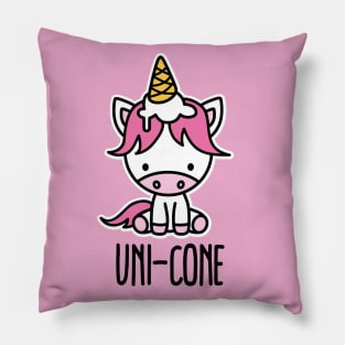 Funny Unicorn pun puns cute Uni-cone ice cream Kawaii Pillow