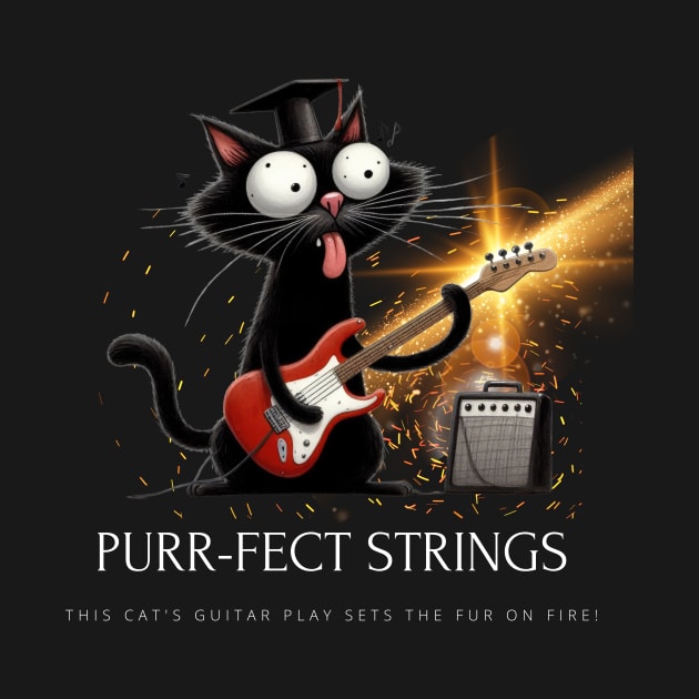 Cat Playing The Electric Guitar by Positive Designer