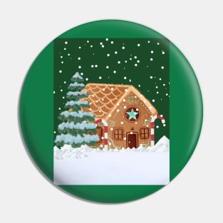 Christmas gingerbread house snowing Pin