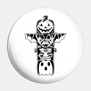 Halloween Totem Pole (B&w) Pin