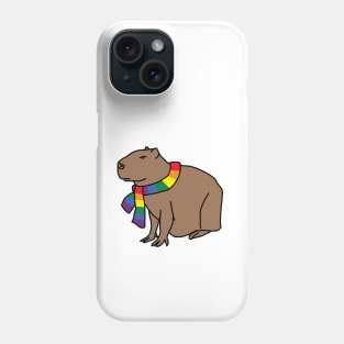 Capybara and Rainbow Pride Flag Scarf Phone Case