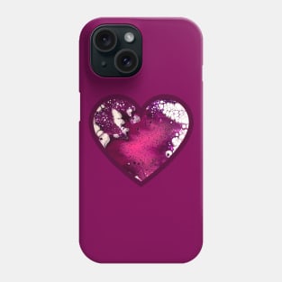 Pink/Maroon Paint Pour Heart Phone Case