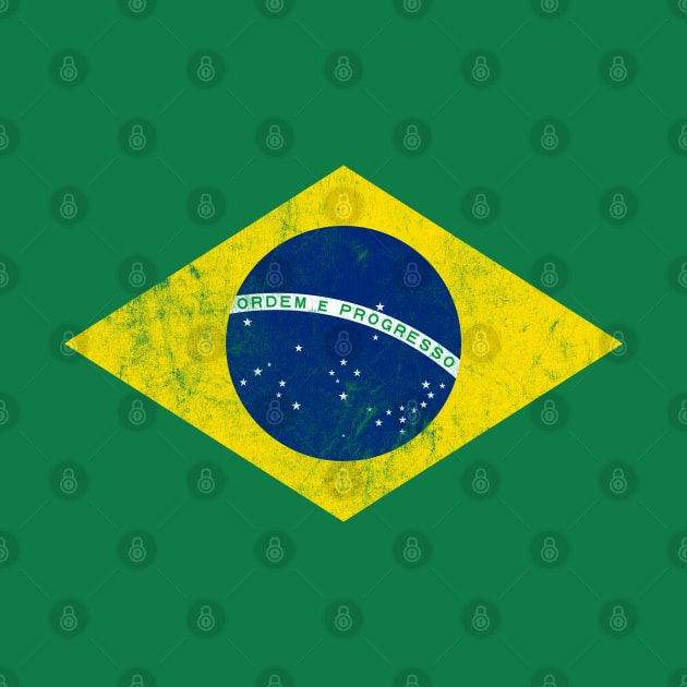 Brazil // Vintage Look Faded Flag Design by DankFutura