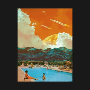 The Pool Place At The Summer Moon - Space Collage, Retro Futurism, Sci-Fi T-Shirt