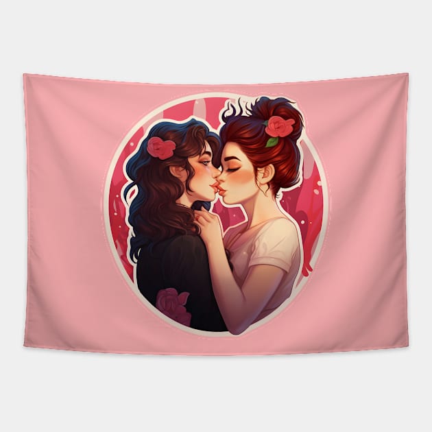 Lesbian couple Roses Tapestry by beangeerie