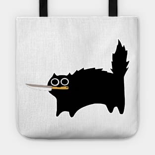 Danger Kitty Funny Black Cat With Knife Tote