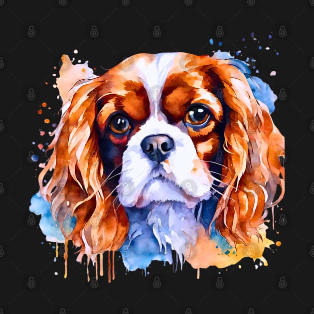 Watercolor Cavalier King Charles Spaniel Art by Doodle and Things