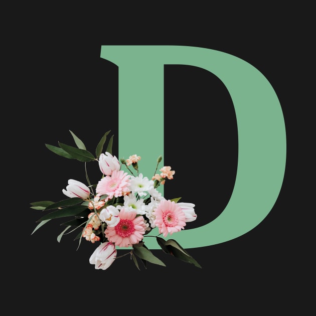 Letter D green with colorful flowers by ColorsHappiness