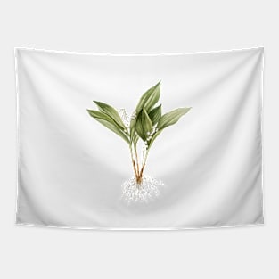 Vintage Lily of the Valley Botanical Illustration Tapestry