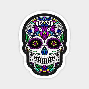 Retro Dia De Los Muertos Shirt. Vintage Sugar Skull with Flowers Cool Dia De Muertos Gift Magnet