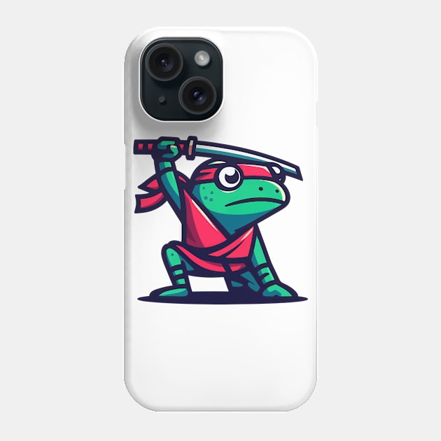 Cool Simple Ninja Samurai Frog Phone Case by TomFrontierArt