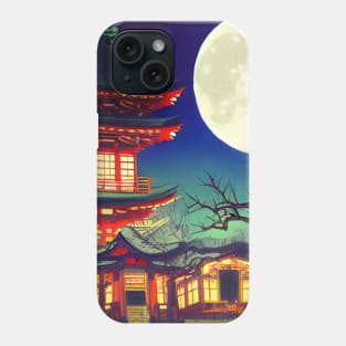 Time Traveller In the Woods with Japanese Moonlight Scenery Phone Case