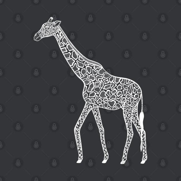 Nubian Giraffe Ink Art - cool animal design - dark colors by Green Paladin