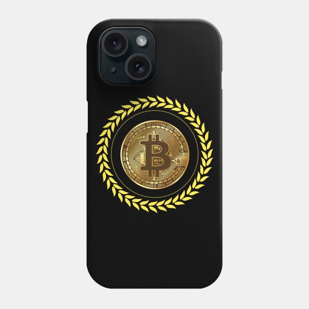 Bitcoin symbol with laurel circle wreath Phone Case by Classical