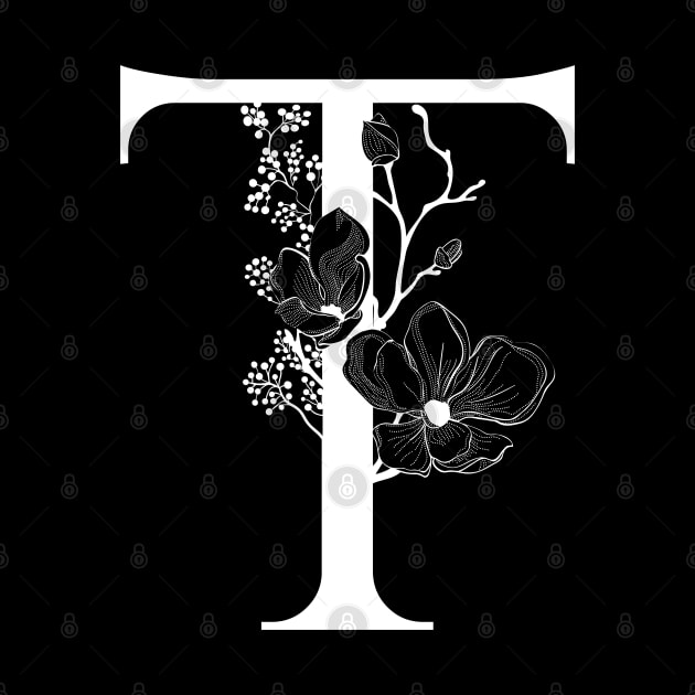 Letter T Monogram - Floral Initial by ZenNature