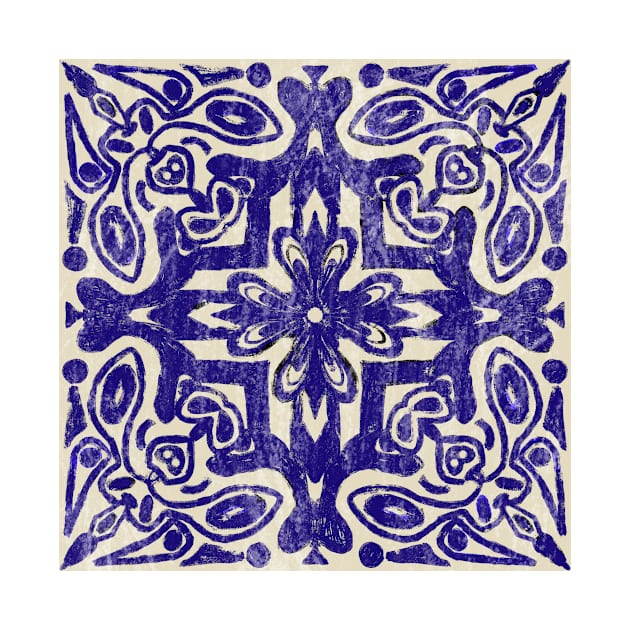 Retro Distressed Blue Abstract Tile by missdebi27