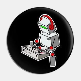 Robot Playing Drum Machine (small print size) Pin