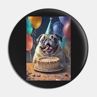 Pug Birthday Card #2 Pin