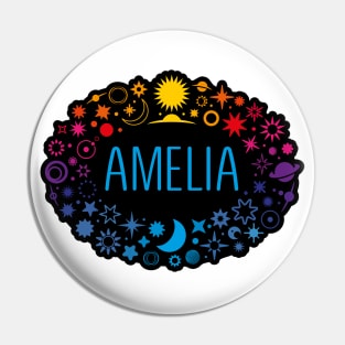 Amelia name surrounded by space Pin
