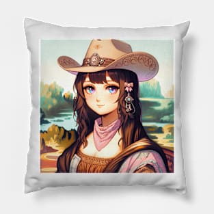 Cowboy Mona Lisa Pillow