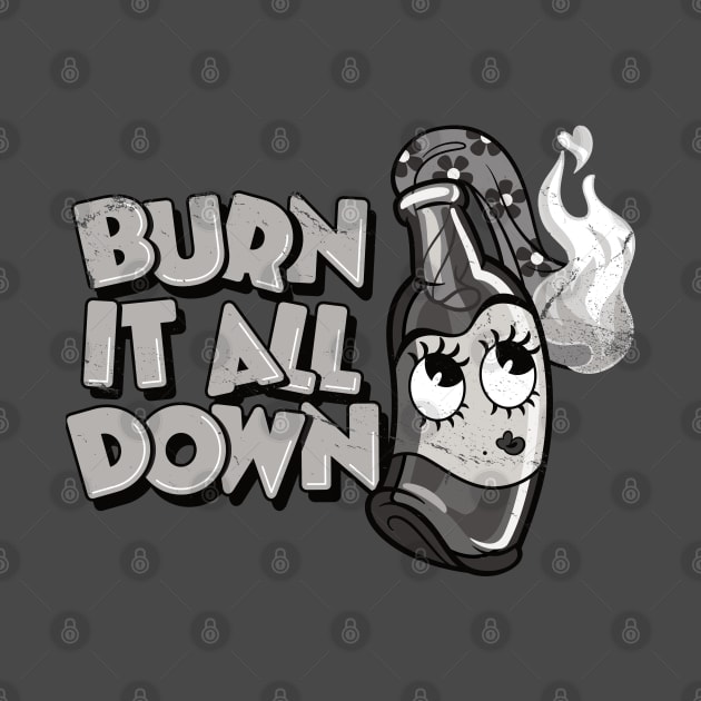 Retro Cartoon Molotov Cocktail Girl "Burn It All Down" by CTKR Studio