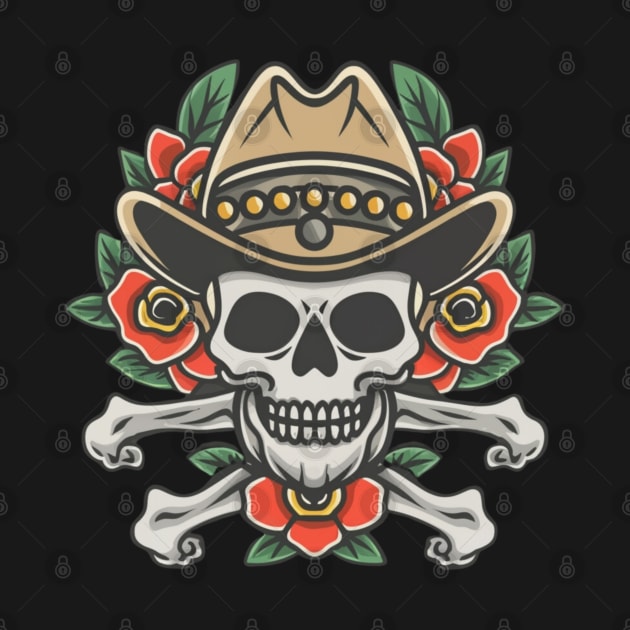 Cowboy Skull tattoo art by Goku Creations