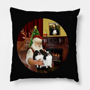 Santa at Home with His Two Japanese Chins Pillow