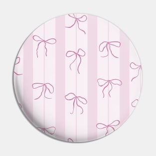 Coquette pink bows on a vertical stripes background Pin