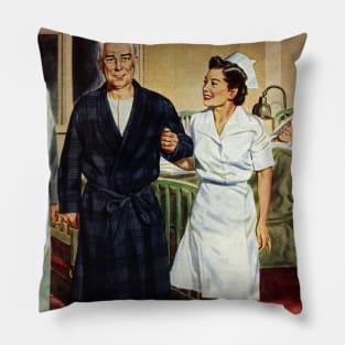 Vintage Science and Medicine, Doctor and Nurse with Elderly Patient Pillow