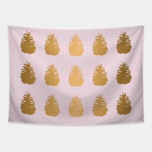 Golden Pine cone design Tapestry