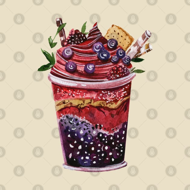 berry smoothie hand drawn by Mako Design 