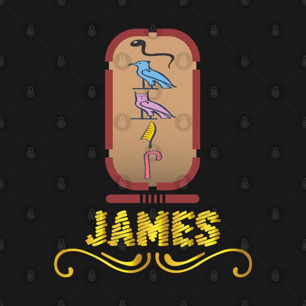 JAMES-American names in hieroglyphic letters-James, name in a Pharaonic Khartouch-Hieroglyphic pharaonic names by egygraphics