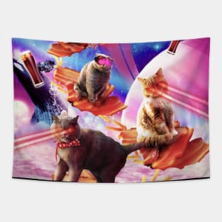 Bacon Galaxy Laser Cat - Space Bacon Cats Tapestry