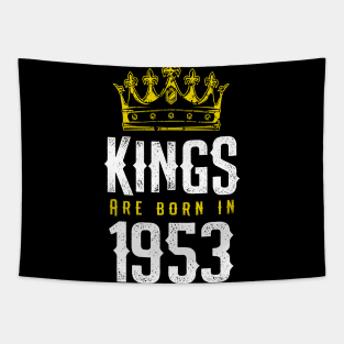 kings are born 1953 birthday quote crown king birthday party gift Tapestry