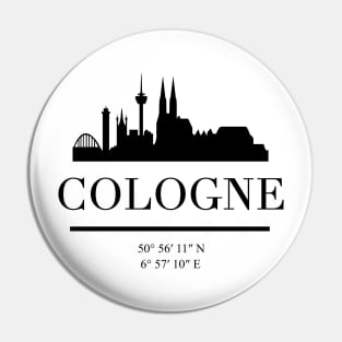 COLOGNE GERMANY BLACK SILHOUETTE SKYLINE ART Pin