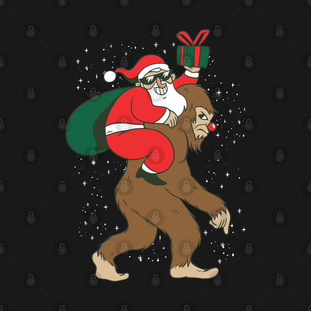 Santa Riding Bigfoot Funny Yeti Christmas design by theodoros20