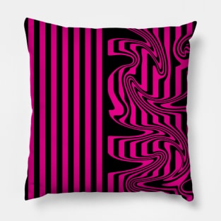 Stripes and Swirls - Magenta and Black Pillow