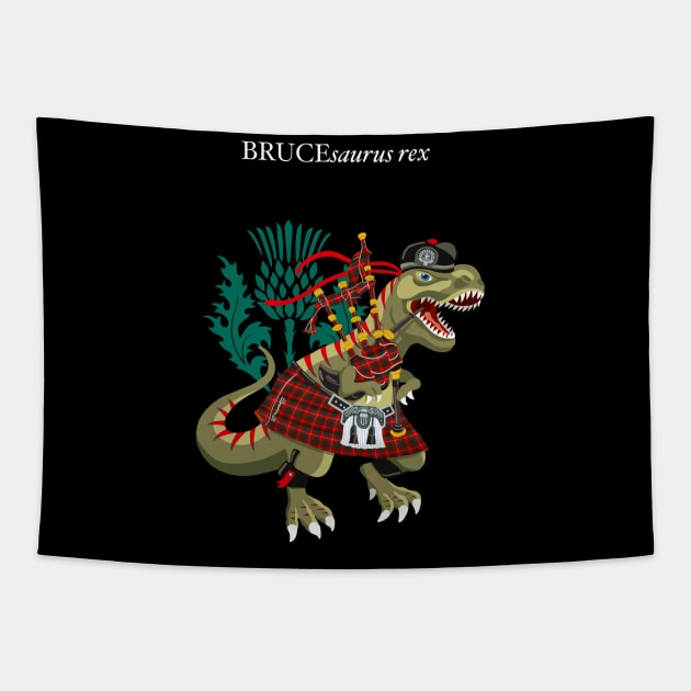 Clanosaurus Rex BRUCEsaurus rex Plaid Bruce Family Tartan Tapestry by BullShirtCo