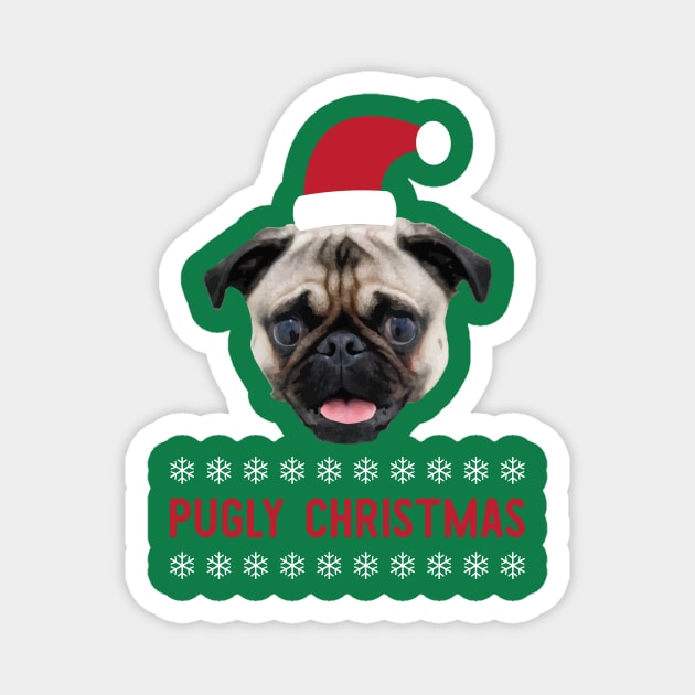 Pugly Christmas Magnet by zubiacreative