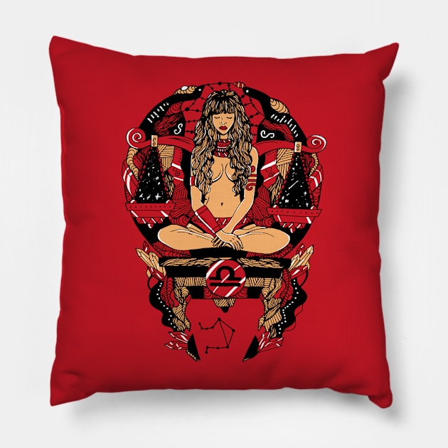 Red and Cream Libra Beauty Pillow by kenallouis