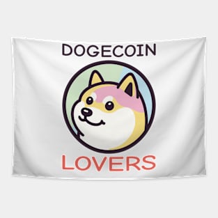 Dogecoin lovers: Pastel Dogecoin Devotee Symbol Tapestry