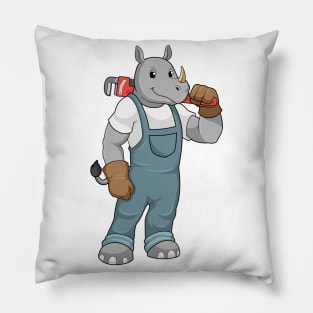 Rhino as Handyman with Water pump pliers Pillow