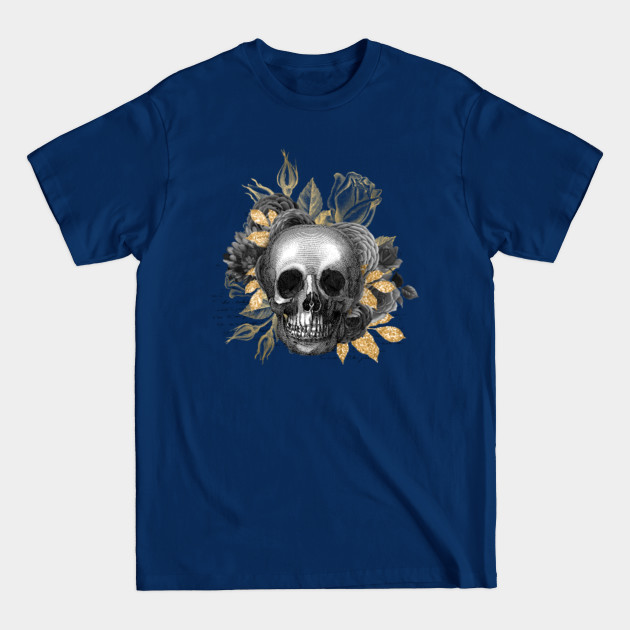 Disover Black & Gold Floral Skull 06 - Black Gold Floral Skull - T-Shirt